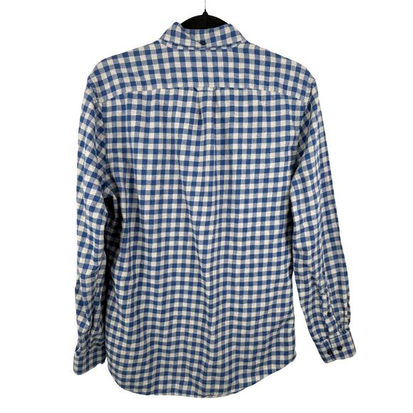 Men LL Bean 100%Cotton Slightly Fitted Blue Flannel/Checkered Button Up Shirt-S - Picture 3 of 4